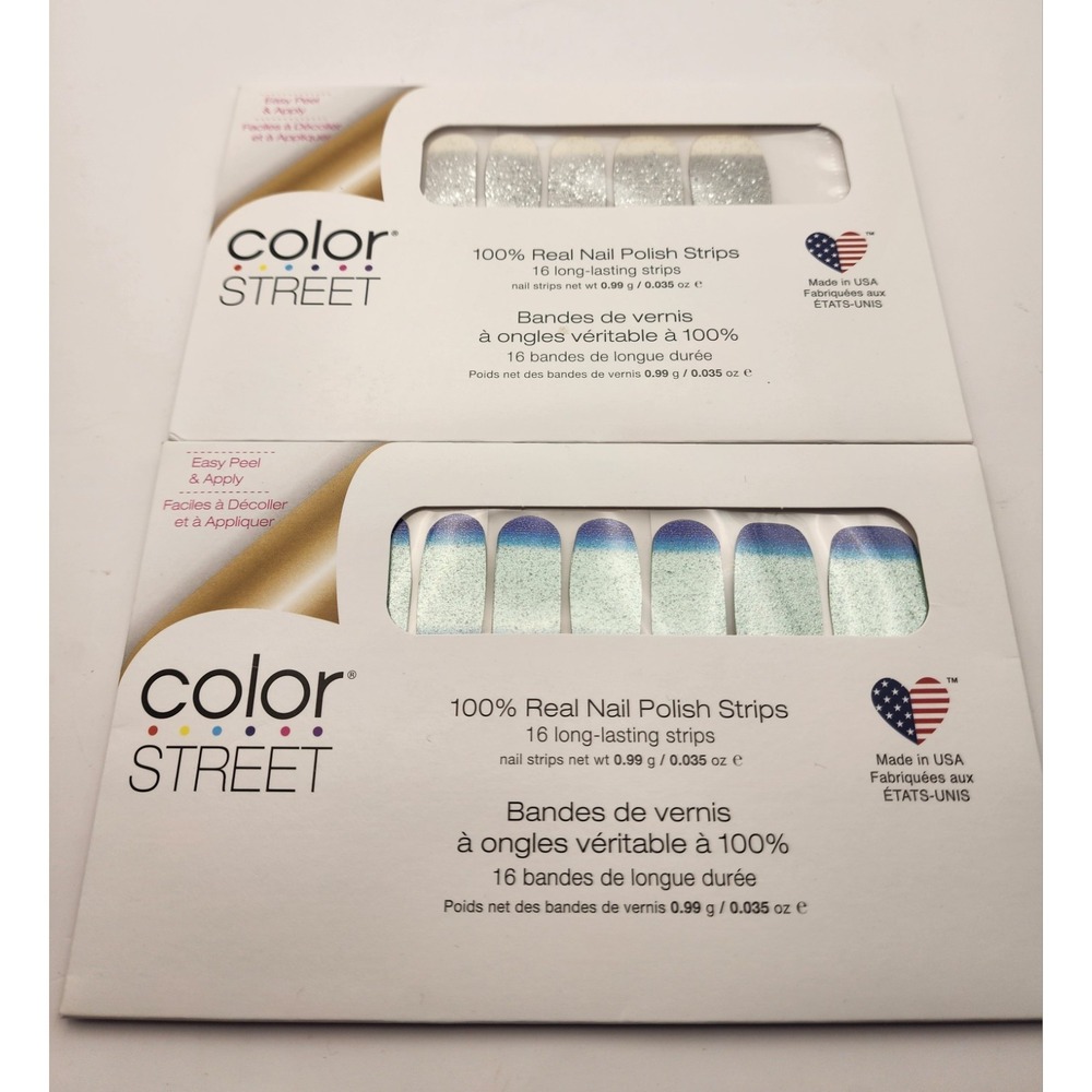 2 New Sets Of Color Street Real Nail Polish Strips, Long Time No Sea, Diamonds